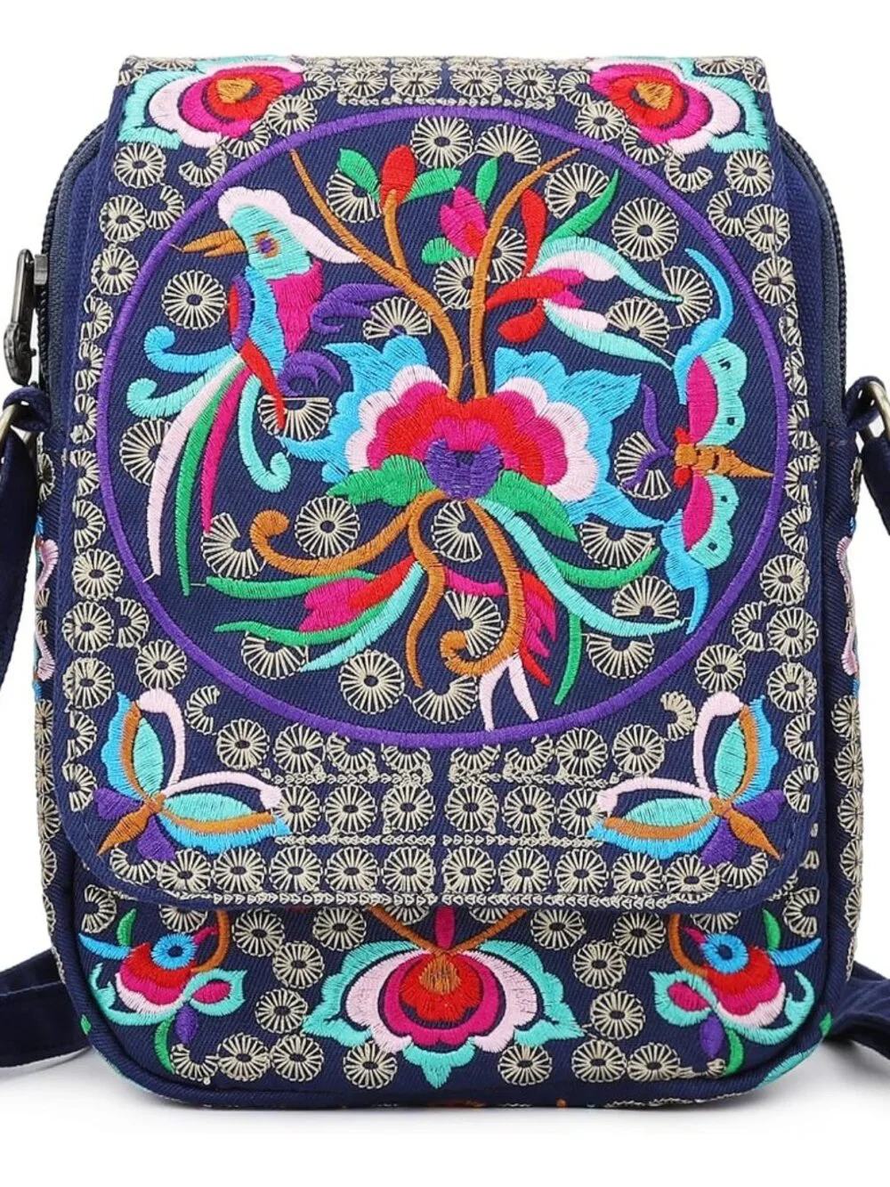 Embroidered Cute Mini Crossbody Bag for Women Small Handbags Wristlet Wallet Bag